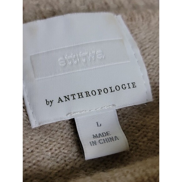 Anthropologie Ett Twa Sweater Womens L Beige Oatmeal Fair Isle Metalic Knit Geo - Picture 3 of 16